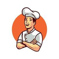 chef mascotte logo met crosshand vector