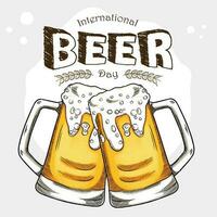 hand- getrokken Internationale bier dag illustratie vector ontwerp Aan wit achtergrond kan worden gebruik voor partij, viering en festival