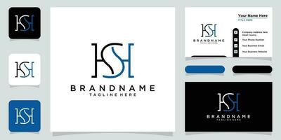 alfabet brieven initialen monogram logo hs, sh met bedrijf kaart ontwerp premie vector