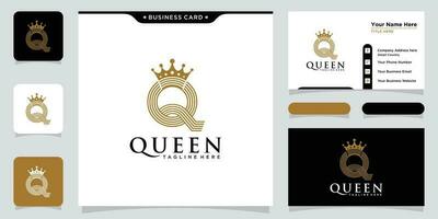 eerste brief q kroon goud luxe elegant wijnoogst logo ontwerp vector