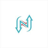 brief n met pijl logo ontwerp vector