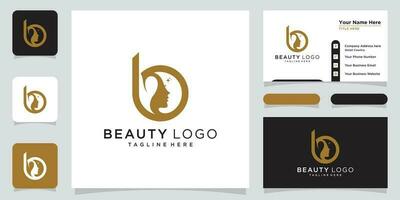 creatief brief b logo met schoonheid logo stijl en bedrijf kaart ontwerp sjabloon premie vector