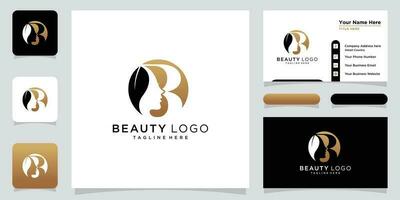 creatief brief b logo met schoonheid logo stijl en bedrijf kaart ontwerp sjabloon premie vector