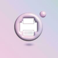 printer icoon met in cirkel helder pastel kleur in 3d stijl realistisch vector kunst