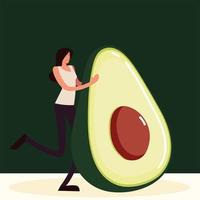 vrouw met halve avocado