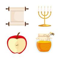 stel pictogrammen in, rosh hashanah-viering, joods nieuwjaar vector