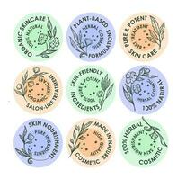 ronde sticker reeks voor biologisch huidsverzorging producten vector