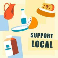 ondersteuning lokaal voedsel bedrijven en producenten vector