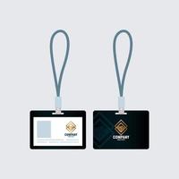 huisstijl merk mockup, id-badges zwarte mockup met gouden bord vector