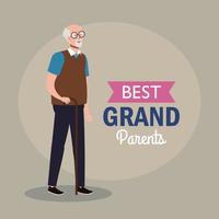 gelukkige grootoudersdag, met schattige grootvader en beletteringdecoratie van beste grootouders vector