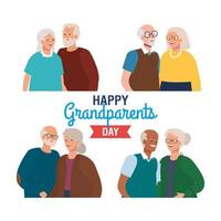 fijne grootoudersdag met schattige oudere stellen vector
