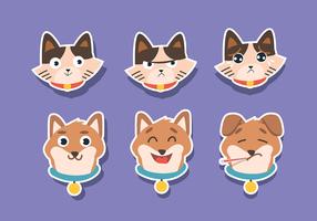 Kat en hond Stickers vector