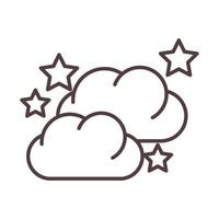 weer nacht wolken en sterren hemel lijn pictogramstijl vector