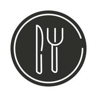 restaurant service voedsel vork en mes signaal silhouet icoon vector