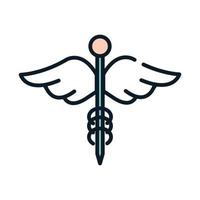 gezondheid medische caduceus embleem lijn en vul vector