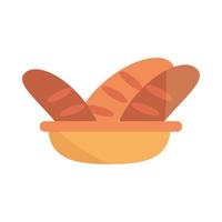 gebakken brood in bord eten menu in cartoon flat icon flat vector
