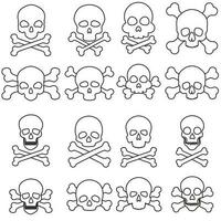 schedel en botten vector icoon set. Gevaar illustratie teken verzameling. vergiftigen symbool of logo.