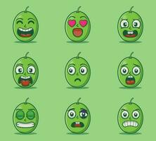 schattig en kawaii olijven fruit emoticon uitdrukking illustratie reeks vector