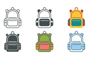 school- tas, rugzak icoon symbool sjabloon voor grafisch en web ontwerp verzameling logo vector illustratie