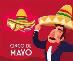 cinco de mayo wenskaart met Mexicaanse mariachi vector