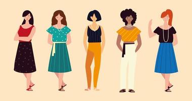 diverse groep vrouwen, vrouwelijke karakters staand vector