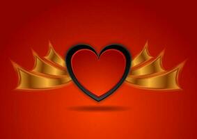 rood zwart harten met bronzen Vleugels abstract achtergrond vector
