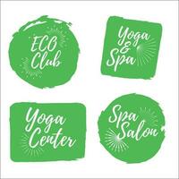 reeks van yoga club en spa centrum label. gezond levensstijl insignes. vector illustratie icoon met zonnestraal