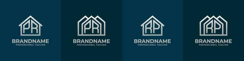 brief pr en rp huis logo set. geschikt voor ieder bedrijf verwant naar huis, echt landgoed, bouw, interieur met pr of rp initialen. vector