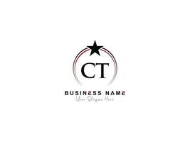 minimaal ster ct logo icoon, creatief cirkel luxe ct brief logo beeld ontwerp vector