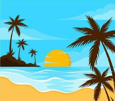 zomer Aan de strand palm vector illustratie achtergrond