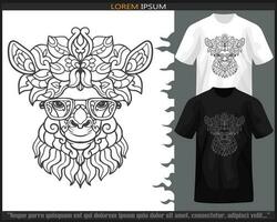 alpaca mandala kunsten geïsoleerd Aan zwart en wit t shirt. vector