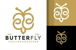 brief b vlinder logo ontwerp vector symbool icoon illustratie