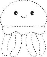 Octopus stippel lijn praktijk tekening tekenfilm tekening kawaii anime kleur bladzijde schattig illustratie tekening klem kunst karakter chibi manga grappig vector