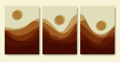 abstract minimalistische berg landschap poster set. vector