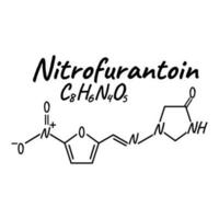 nitrofurantoïne antibiotica chemisch formule en samenstelling, concept structureel medisch medicijn, geïsoleerd Aan wit achtergrond, vector illustratie.
