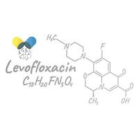 levofloxacine antibiotica chemisch formule en samenstelling, concept structureel medisch medicijn, geïsoleerd Aan wit achtergrond, vector illustratie.