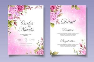 uitnodigingskaart set met mooie rozen vector