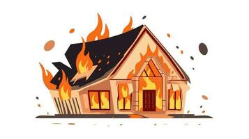 dramatisch uitbarsten verkennen de intens beeld van een huis Aan brand in de banier vector
