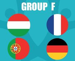 europees voetbal 2020 teams.groep f landen vlaggen frankrijk duitsland portugal hongarije.europese voetbal finale vector