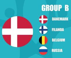 europees voetbal 2020 teams.groep b deense vlag.europese voetbalfinale vector