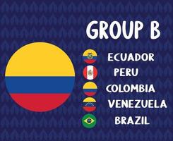 amerika latine voetbal 2020 teams.groep b colombia vlag.amerika latine voetbal finale vector