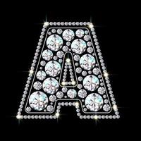 alfabet letter a gemaakt van heldere, sprankelende diamanten sieraden lettertype 3D-realistische stijl vectorillustratie