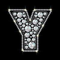 alfabet letter y gemaakt van heldere, sprankelende diamanten sieraden lettertype 3D-realistische stijl vectorillustratie vector