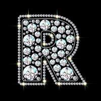 alfabet letter r gemaakt van heldere, sprankelende diamanten sieraden lettertype 3D-realistische stijl vectorillustratie