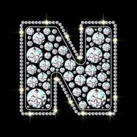 alfabet letter n gemaakt van heldere, sprankelende diamanten sieraden lettertype 3D-realistische stijl vectorillustratie vector