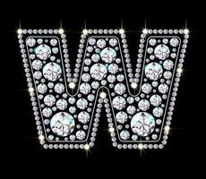 alfabet letter w gemaakt van heldere, sprankelende diamanten sieraden lettertype 3D-realistische stijl vectorillustratie vector