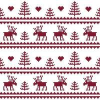 voorraad vector. naadloos stof.vrolijk Kerstmis en gelukkig nieuw jaar. eland. boom. pixels. wit en rood kleur. achtergrond, geschenk inpakken, ontwerp, patroon ornament achtergrond website vector