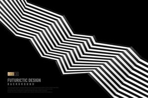 abstract zwart-wit zigzag lijnpatroon ontwerp op donkere achtergrond met kopie ruimte. moderne futuristische sjabloon. vector illustratie