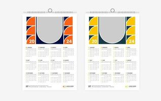 2024 een bladzijde muur kalender ontwerp vector