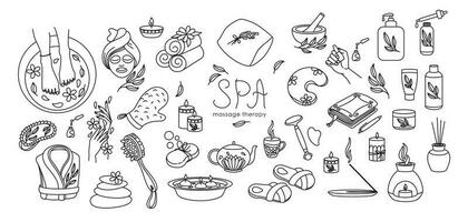 spa massage behandeling schets pictogrammen set. vector. vector